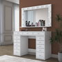 Hanah Home BJ196 - 5170 Mesa de Maquillaje Blanca con Espejo y 13 Focos